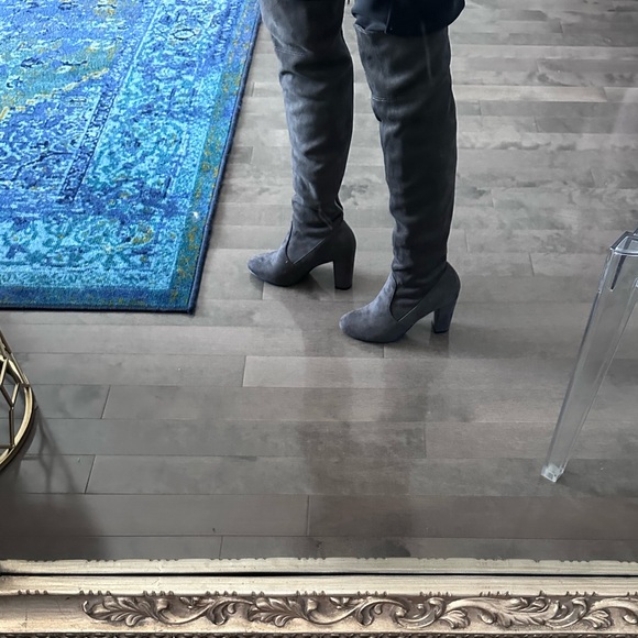 Blue Grey, heel knee high boots size 8, silver back zipper - Picture 7 of 9